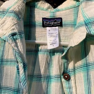Patagonia Short Sleeve, Blue Plaid, Lightweight, Button Down